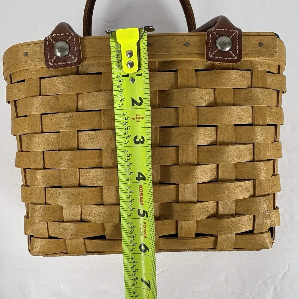 2003 Signed Longaberger Small Boardwalk Basket Zipper‎ Liner Protector Purse Vtg